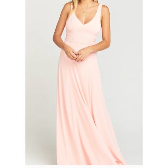 Show Me Your Mumu Dress Womens Medium Blush Pink Jenn Maxi V-Neck Gown Made USA - Picture 1 of 9